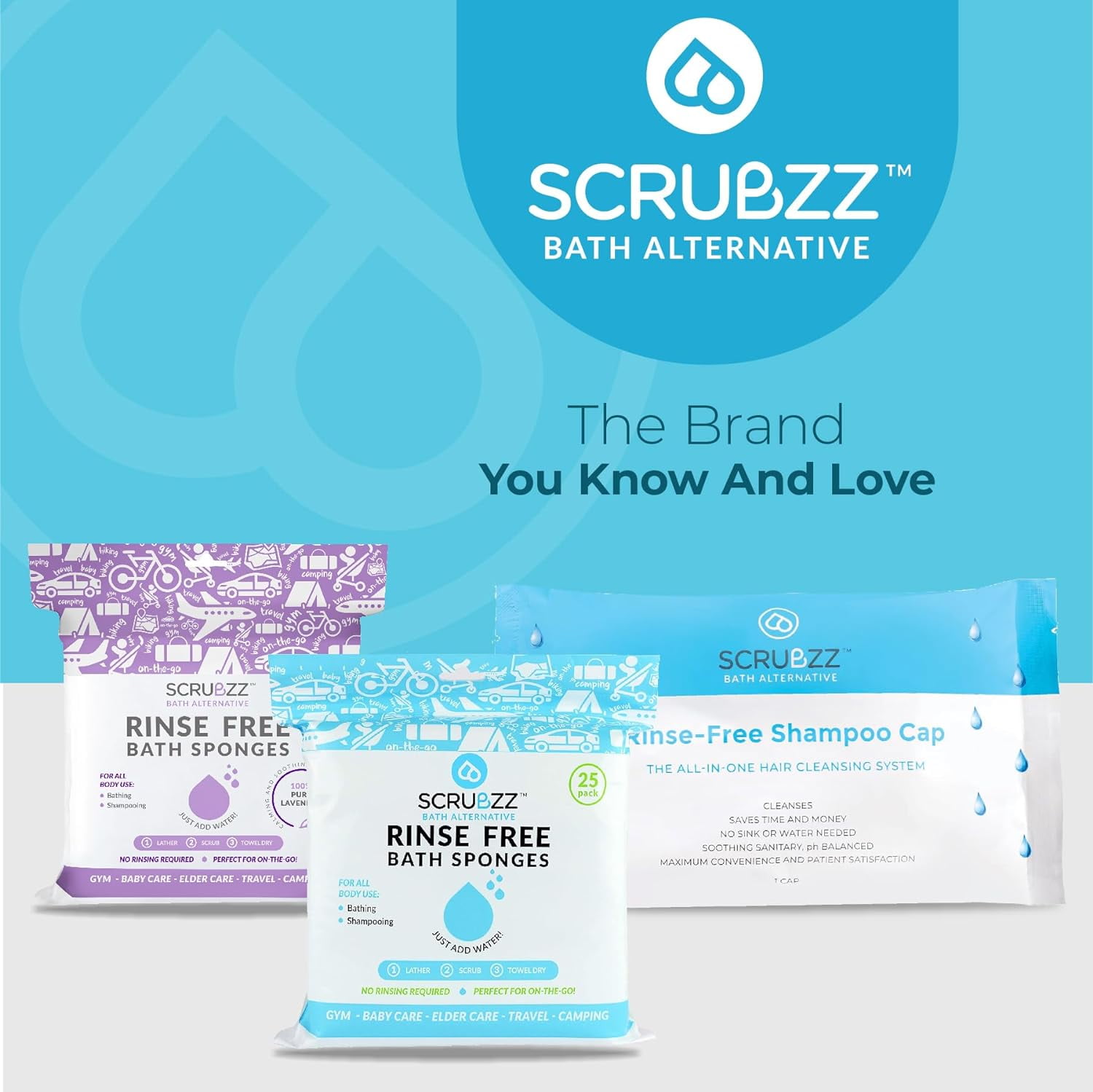 Scrubzz Rinse Free Shampoo Caps, Shampoo Caps for Bedridden Patients, Hair Washing Shower Caps for Elderly, Waterless Microwavable Hospital Caps No Rinsing Required - Coconut Vanilla - 12 Pack