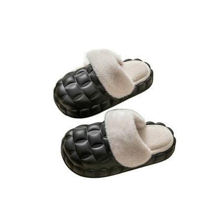 

Crocowalk Unisex Clog Shoes Slip On Winter Slippers Removable Lining Fuzzy Slipper Warm Closed Toe Furry Clogs Mens Non-slip Cartoon House Shoe Closed Toe Black 7.5-8