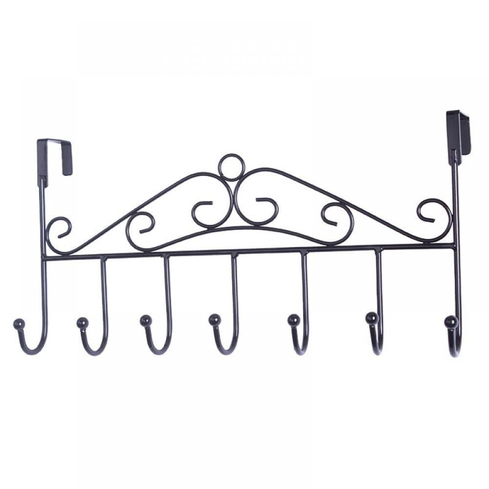 Naturalour Over Door 7 Hooks Hanger Rack Heavy Decorative Metal Rack