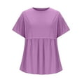 thumbnail image 4 of JGGSPWM Women's Maternity Short Sleeve Crew Neck Tunic Tops Casual Babydoll Peplum Blouses for Spring Summer Purple M, 4 of 8