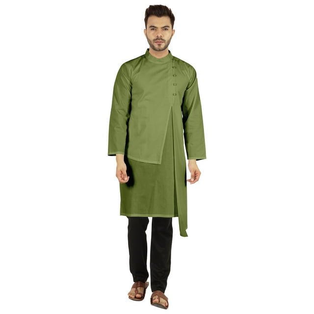 Atasi Indian Designer Kurta For Mens Party Wear Solid Color Ethnic Long Shirt