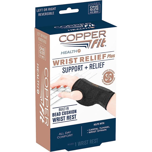 Copper Fit Health Wrist Relief Plus Support Brace, One Size Fits Most