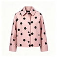 thumbnail image 2 of BXJX Womens Polka Dot Jackets, Cropped Lapel Collar Button Down Long Sleeve Fashion Jackets for Spring Fall Pink Size S, 2 of 8