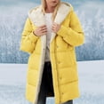 thumbnail image 2 of adviicd Womens Winter Long Coats Teddy Fleece Lined Jacket Plus Size Warm Thicken Hooded Windproof Quilted Puffer Jackets (Yellow, L), 2 of 6