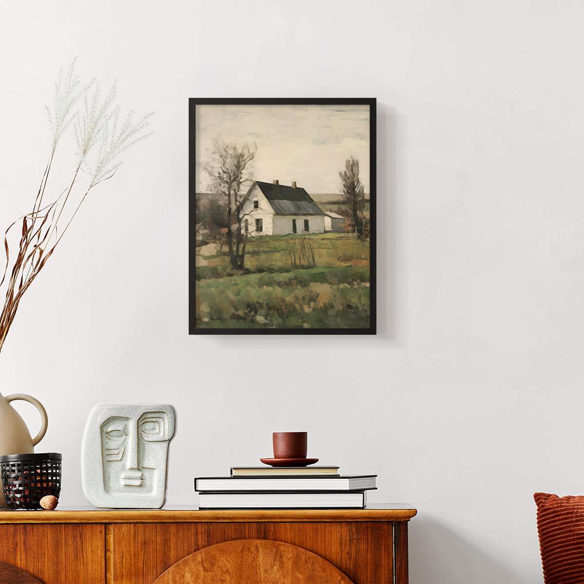 Vintage Landscape XI - 14in. x 11in. Vintage Framed Print in Black Wood Frame