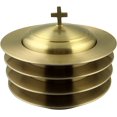 thumbnail image 1 of Communion Ware 4 Holy Stacking Bread Plates With A Lid - Stainless Steel (Brass Matte), 1 of 3