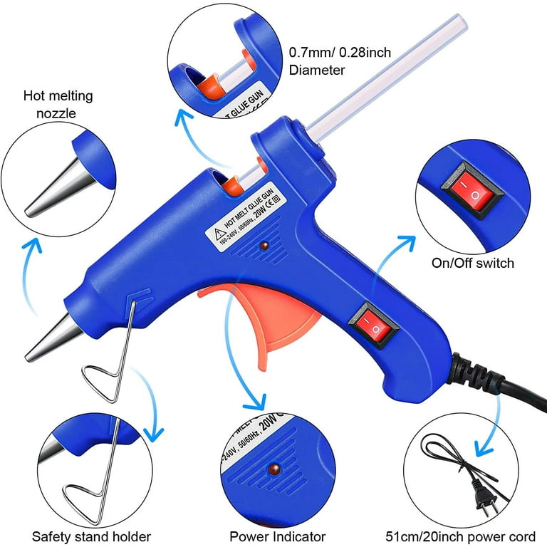 Hot Glue Gun Kit: Mini Hot Glue Guns Kit with 30 Sticks Melt Glue Gun Craft  for Kids School DIY Arts Home Quick Repairs 8 Pieces Colorful