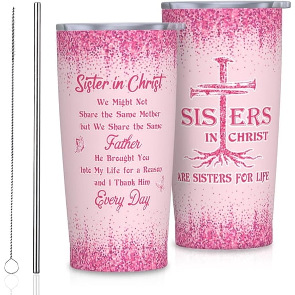 Sister in Christ Gifts for Women, Christian Sisters Gifts From Sister Stainless Steel Tumbler 20oz, Religious Gift for Faith Spiritual Inspirational Friendship Friend Sisters Coffee Travel Mug