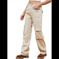 thumbnail image 2 of Pantalones Cargo de Cintura Alta para Mujer, Pantalones Casuales de Pierna con 6 Bolsillos. Caqui Superficial XL, 2 of 9