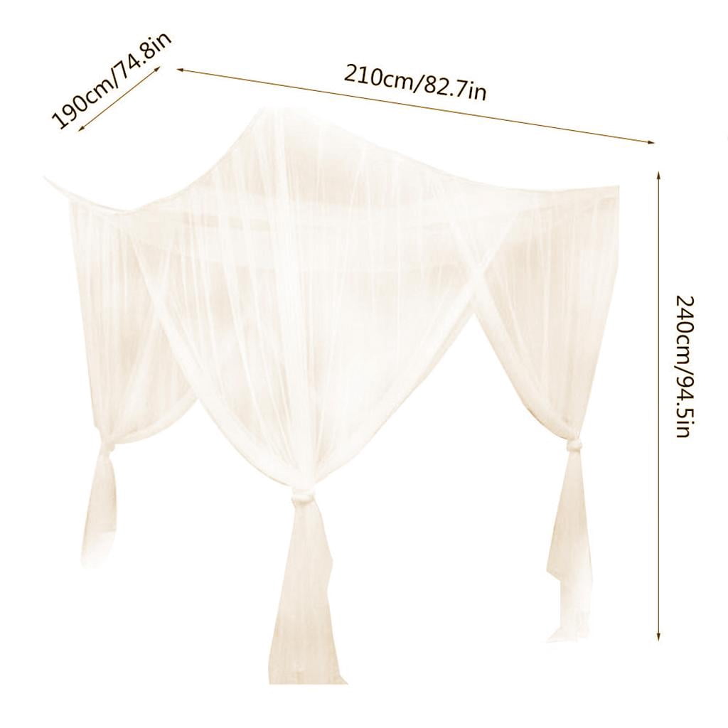 4 Hanging Bed Canopy Curtain Drape Bedding Net - Beige, 210x190x24cm