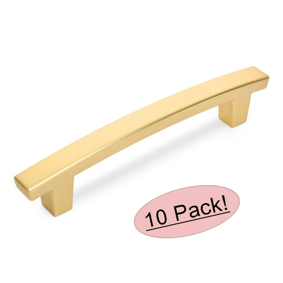 10 Pack - Cosmas 5238BG Brushed Gold Contemporary Cabinet Hardware Handle Pull - 4" Inch (102mm) Hole Centers