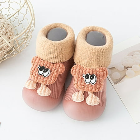 

Hunpta Toddler Shoes Infant Boys Girls Animal Cartoon Socks Shoes Toddler Fleece WarmThe Floor Socks Non Slip Prewalker Shoes