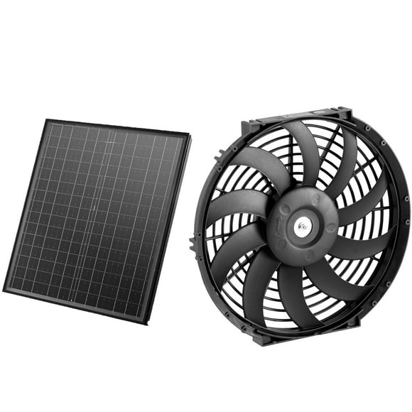 KFFKFF Gable Mount Fan, 12 Inch Solar Power Attic Exhaust Fan with Adjustable Thermostat & Outer Mesh,1300 CFM House Ventilator