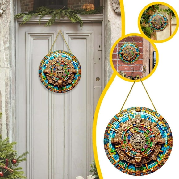 Boreal Craft Aztec And Style Circular Acrylic Hanging Door Plaque Pendant With Rope Glass Window Decorations For Vintage Holiday Seasonal Easter Hanging Beads Car Wreath Christmas Hanging Glass