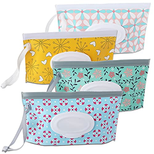 Healifty 2pcs Wet Wipes Bags Reusable Refillable Wipes Pouch Baby Wipes Carrying Case Wet Tissue Container for Outdoor Travel 