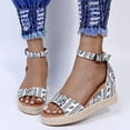 thumbnail image 2 of Women‘s Buckle Ankle Strap Espadrilles Wedge Sandals Open Toe, 2 of 4