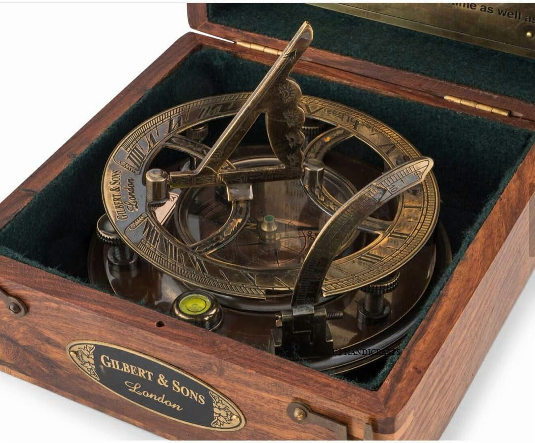 5 Inch Perfectly Calibrated Large Sundial Compass with Wooden Box