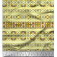 thumbnail image 1 of Soimoi Georgette Viscose Fabric Stripe & Moroccan Kaleidoscope Printed Fabric 1 Yard 42 Inch Wide, 1 of 1