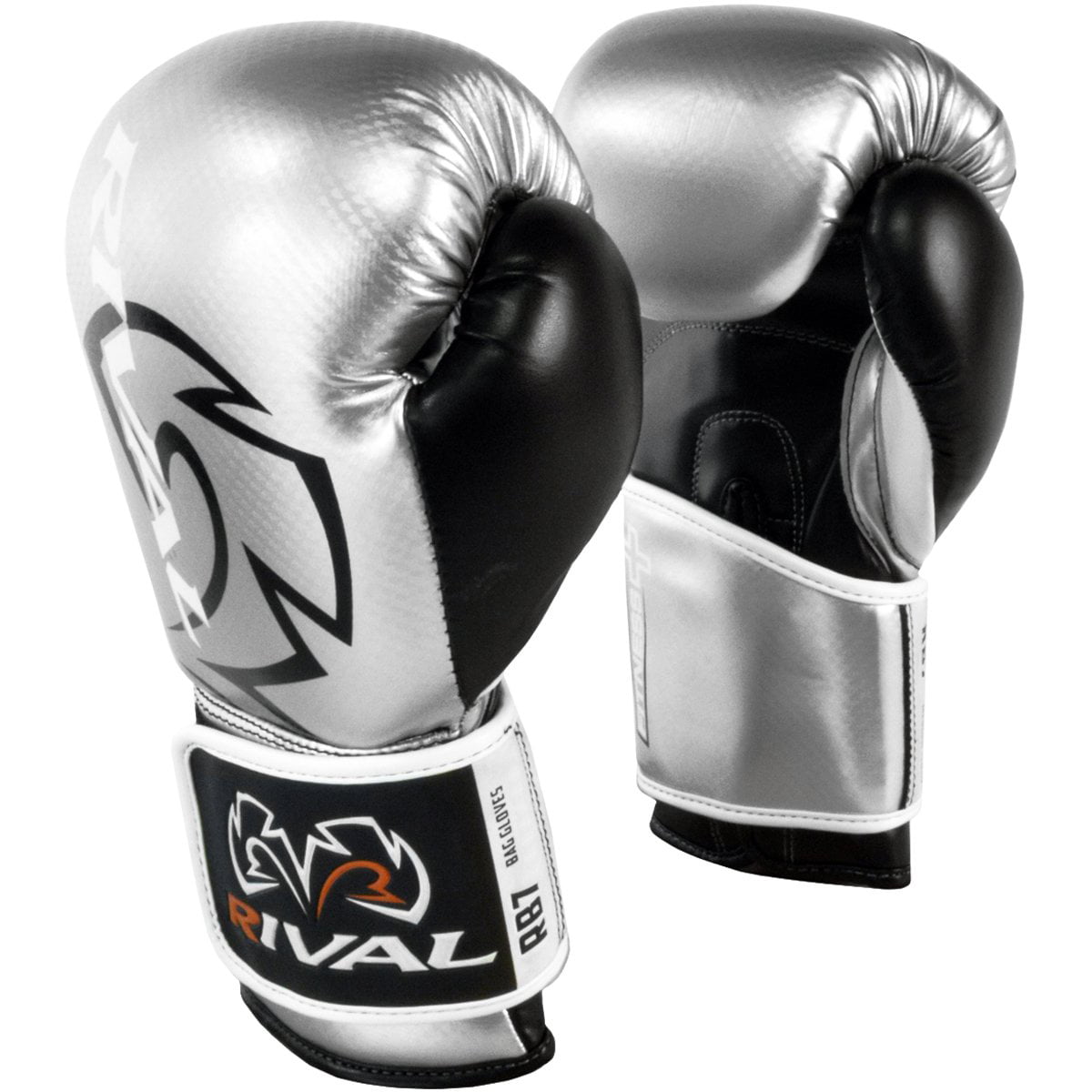 Rival Boxing Bag Gloves RB7 Fitness Plus Training Silver Black 