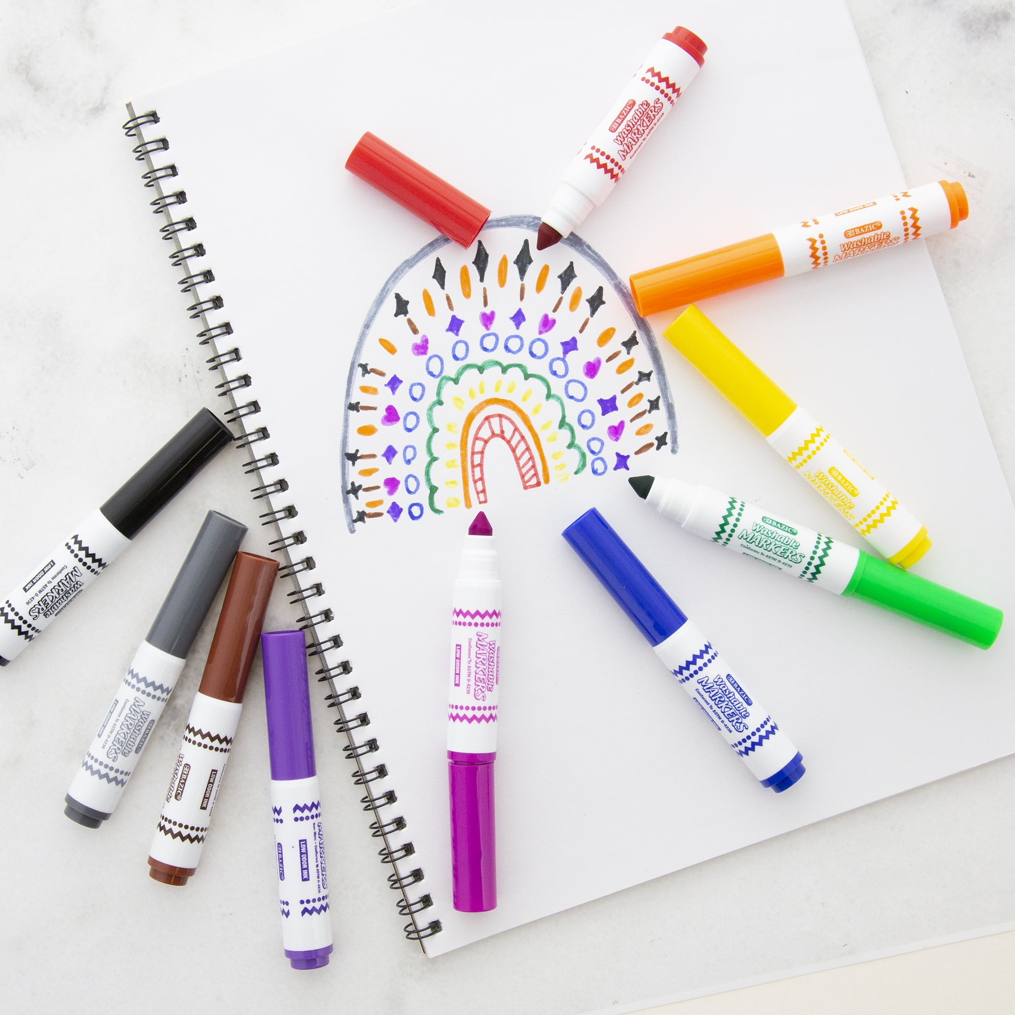 BAZIC Washable Markers 10 Color Jumbo Coloring Marker (10 BAZIC Washable Markers 10 Color Jumbo Coloring Marker (10