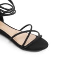thumbnail image 4 of Sandalias planas con tira en el tobillo para mujer DREAM PAIRS negras talla 8, 4 of 8