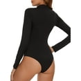 thumbnail image 3 of MANIFIQUE Mock Neck Cutout Front T Shirt Long Sleeve Bodysuit for Women, 3 of 7
