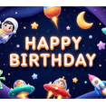thumbnail image 4 of Astronaut Theme Kids Birthday Banner Space Elements Happy Birthday for Children's Party Indoor Decoration Event Celebration, 4 of 8