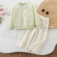 thumbnail image 4 of Cethrio Girls Knitted Outfit Sets, Fall Long Sleeve 2 Piece Pullover Girls' Clothing Sets Green Size 5-6 T, 4 of 5