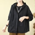 thumbnail image 4 of Sudadera con cremallera para mujer,Chaqueta con capucha de color liso para mujer, top informal de manga corta, poliéster, ligera y cómoda, uso diario, sopatenor, 4 of 7