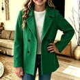 thumbnail image 6 of BXJX Girls Peacoats, Double Reasted Lapel Collar Long Sleeve Casual Kids Mid-length Outerwear Green Size 5-6 T, 6 of 8