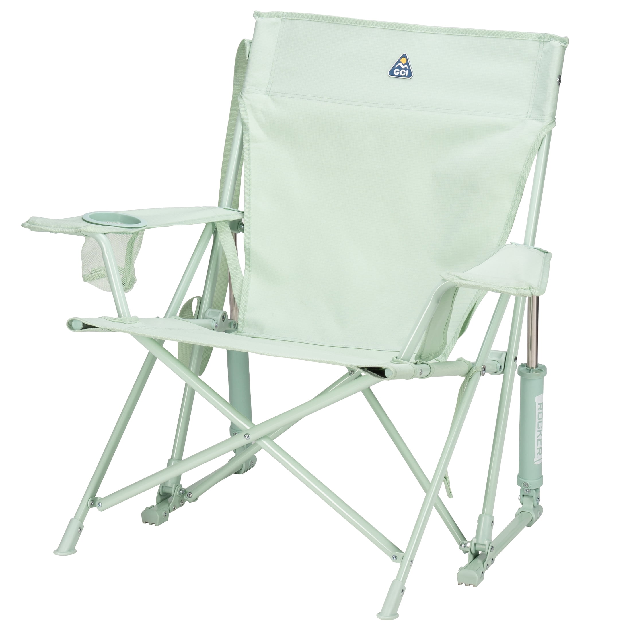 GCI Outdoor Kickback Rocker Low Profile Rocking Camp Chair, Pastel Green