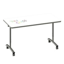 Premium Dry Erase Markerboard Top Flip Top Table Frosty White Wood laminate