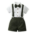 thumbnail image 2 of XMMSWDLA Boy Clothes Boy Shirt Shorts Sets Summer Boy Ceremony Shorts Lapel Short Sleeved Shirt Bow Tie Shorts Elegant Boys Clothes Child Dress Set Army Green Vintage-Style Children’s Outfits, 2 of 9