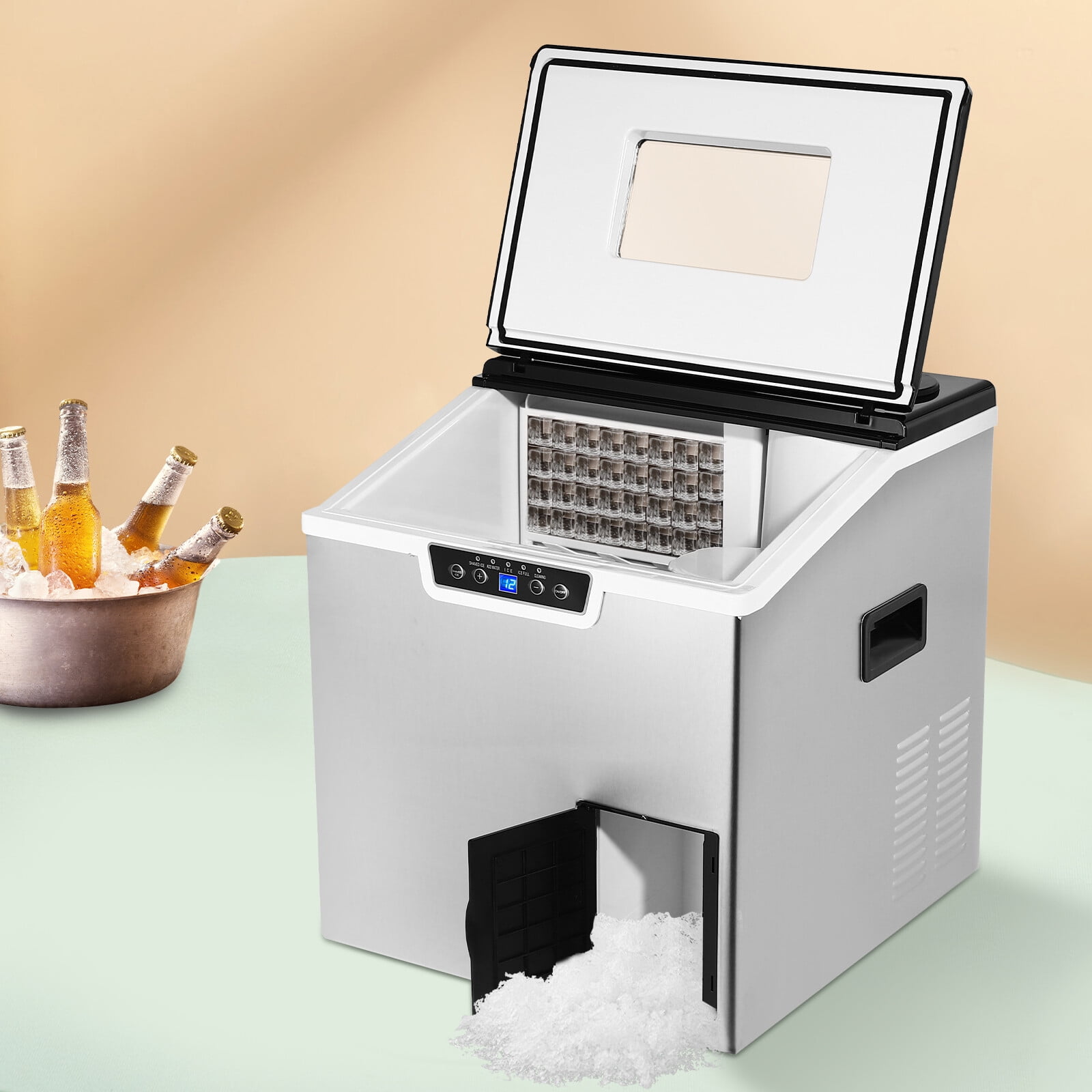 DENEST Self Dispensing Countertop Crushed Ice & Ice Cube Maker Stainless Steel 150-180W