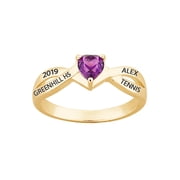 Freestyle, 18K Gold over Sterling Heart Birthstone Class Ring, Personalized, High School or College Graduation