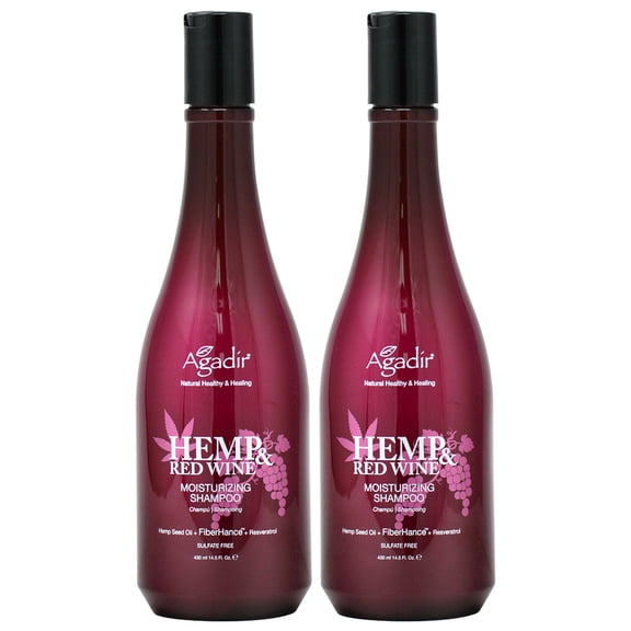 Agadir Hemp & Red Wine Moisturizing Shampoo 430ml/14.5oz (Pack of 2)