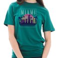 thumbnail image 3 of Plus Size Retro Miami Graphic Design Deluxe Jersey T-Shirt - Teal XL, 3 of 4