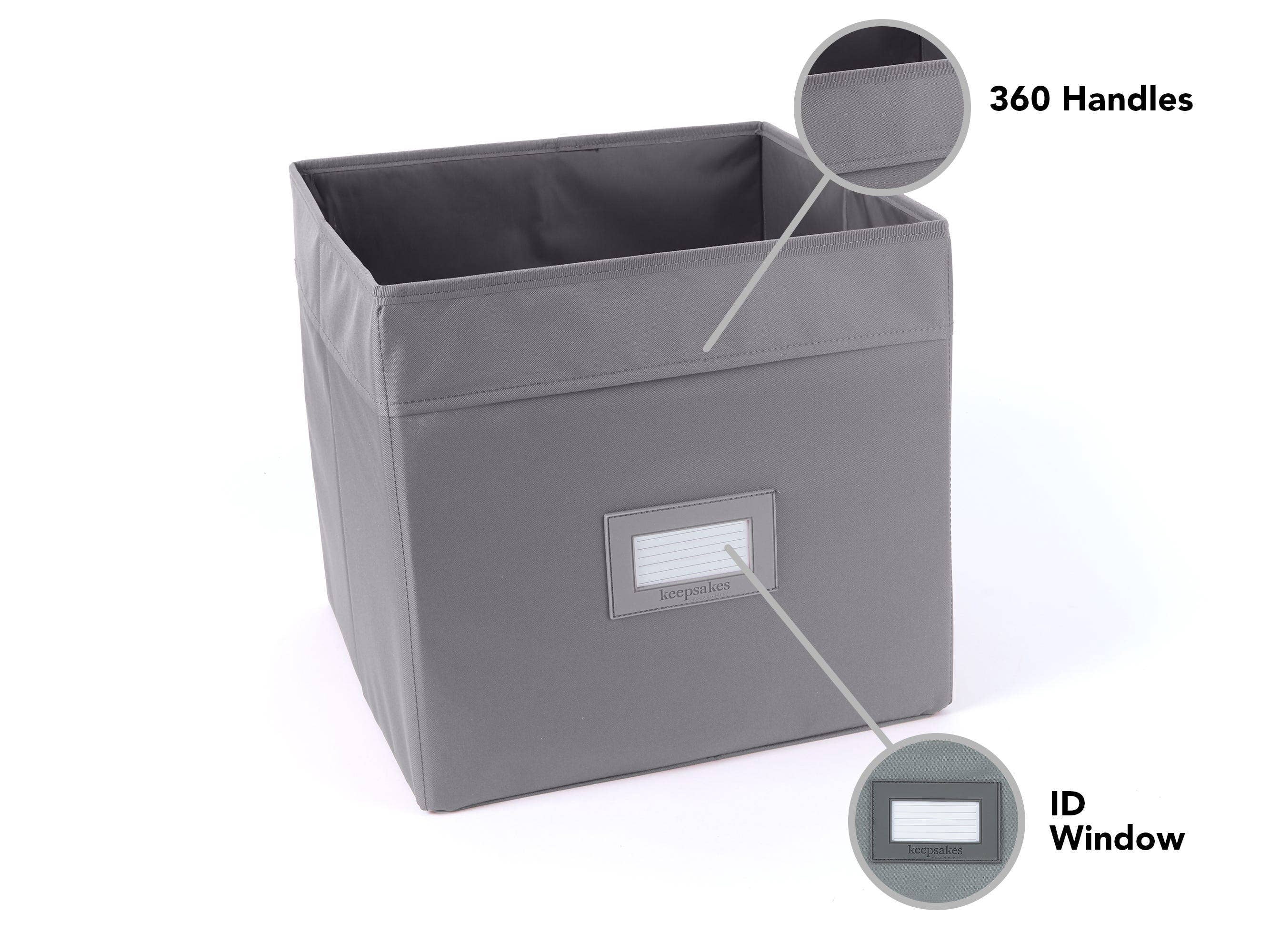 Covermates Keepsakes - Cube Storage Bin - Heavy Duty Material - ID Window - Pull Handles - Indoor Storage, Graphite