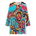 thumbnail image 3 of Peace and Love Colorful Retro Art Long Sleeved Dress Women"s summer dress prom clothes, 3 of 4
