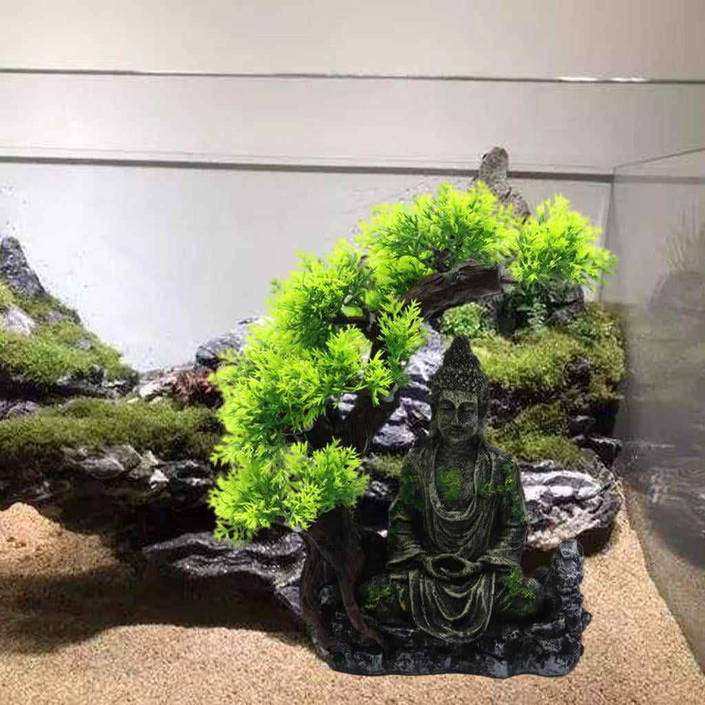 Creative Carved Resin  Buddha Figurine Aquarium Hideout Landscape Scene Shelter Hiding Fish Tank Home Desktop Ornament