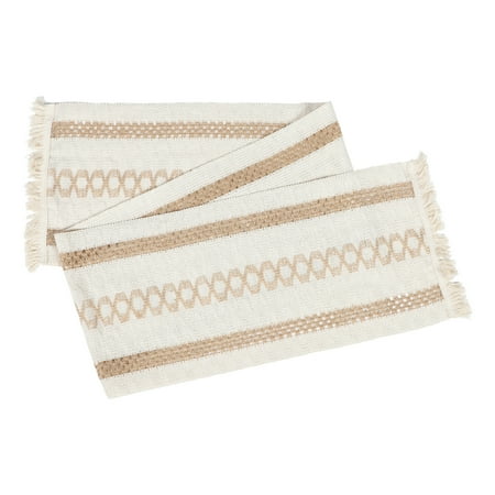 

NICEXMAS Farmhouse Dining Table Runner Rustic Vintage Woven Tassel Table Runner Decor