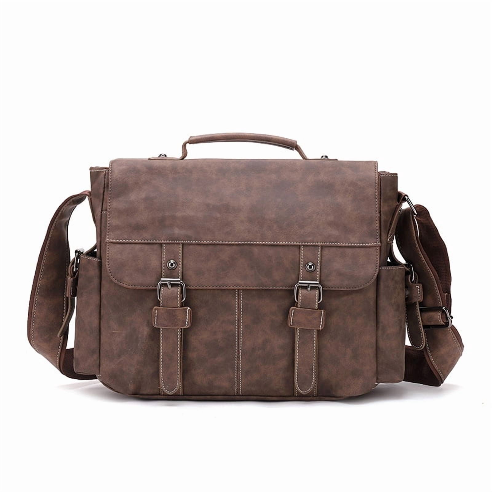 Xeie Thuk Men's Vintage Designer Briefcase PU Leather Tote Business Office Man Messenger Bag Casual Solid Computer Laptop Handbag