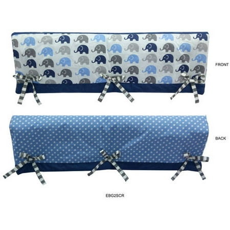 Bacati Elephants Crib Rail Guard Cover Blue Grey Set Of 2 Small