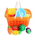 thumbnail image 3 of 1 juego de 28 piezas de mini juego de corte de frutas y verduras con cesta de malla naranja, juego de comida de simulación, juguetes de cocina, divertido juego de cortar frutas y verduras., 3 of 7