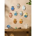 thumbnail image 3 of Karma and Luck Hamsa Wall Blessing Light Blue Ceramic Wall Decor Evil Eye Moon Heart Symbol Home Accent Gift, 3 of 6