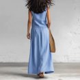 thumbnail image 5 of Womens Linen Look 2 Piece Sets With Sleeveless V Neck Vest And Side Slit Maxi Skirt Featuring Functional Pockets And Solid Color Blue XL, 5 of 6
