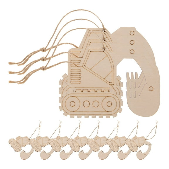 Masteelf Unfinished Beige Wood Slices for Centerpieces DIY Decor Durable Excavator Shaped Cutouts 10 Pieces