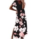 thumbnail image 1 of Vestido largo de playa con cuello redondo y manga corta con estampado floral sexy informal a la moda para mujer Pompotops ghjkhdj15358, 1 of 4