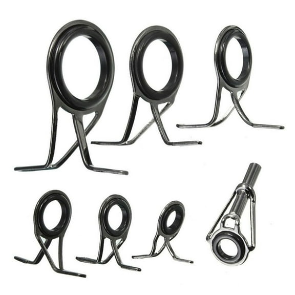 Soumake 7Pcs/Set Mixed Size Fish Pole Repair Kit Line Rings Eyes Fishing Rod Guide Set