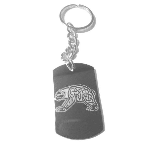 Celtic Bear Tattoo Engraved Logo - Metal Ring Key Chain Celtic Bear Tattoo Engraved Logo - Metal Ring Key Chain